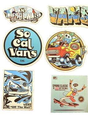 Vans Off The Wall Skateboarding Sticker Lot SoCal Surf Art Logos 6pc